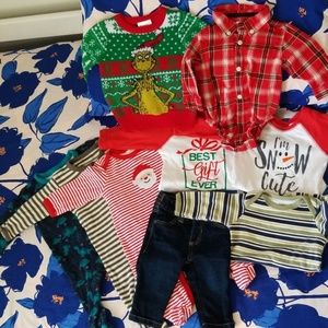 9 piece boys cozy holiday bundle 3-6 months